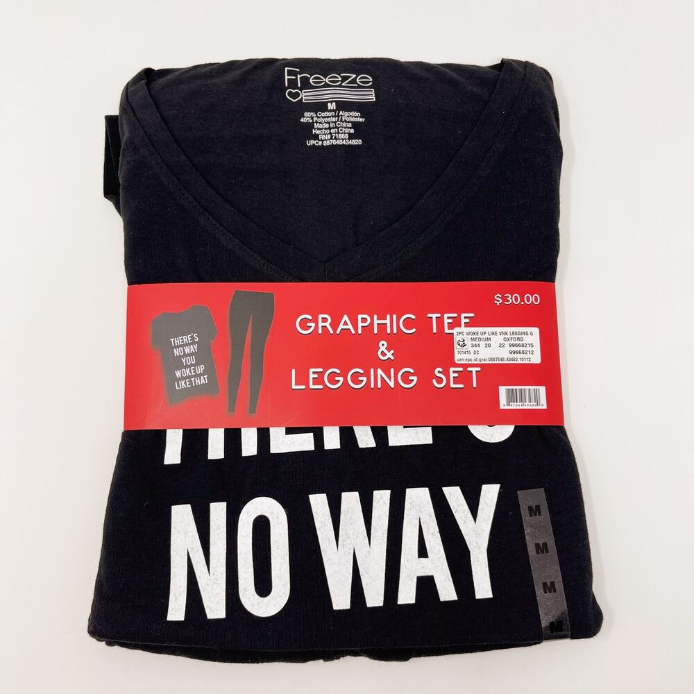 New Theres No Way You Woke Up Like That V Neck Legging Set 2 Pc Set Black Medium